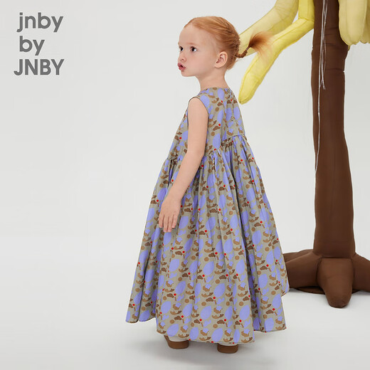 Jnby por Jnby Jiangnan Cloth Ropa para niños Vestido sin mangas verano Lindo patrón de falda de longitud media