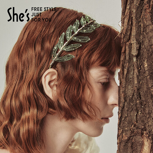 She s Qianzi Rousseau holiday original hair hoop light luxury high-end pressed hair headband hairpin hair accessories birthday gift for girlfriend green D0