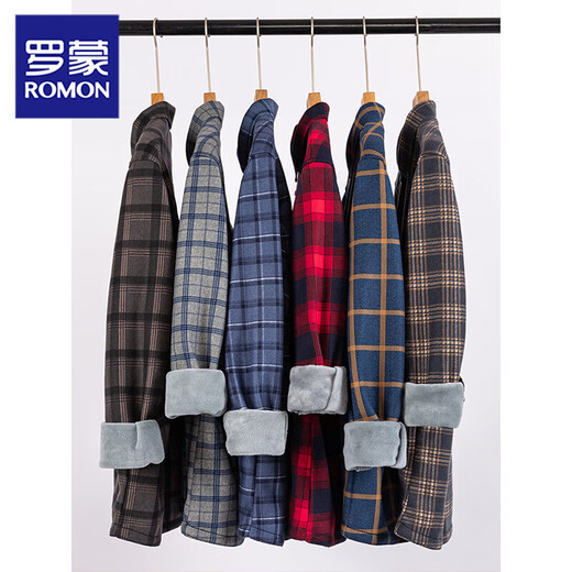 Lomon plaid shirt men's 2025 winter warm plus velvet thickened long-sleeved shirt middle-aged and elderly casual daddy top 1XM21/BN08-9906 [added plus velvet thickened] 5XL