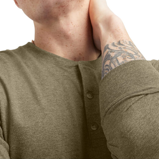 Hanes Men's Long Sleeve Henley Collar T-Shirt Tri-blend Lightweight Button Collar Regular Fit Casual Daily Eco-friendly White X Large Size