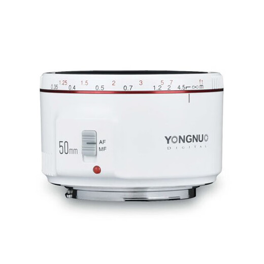 Yongnuo YN50mm F1.8 small spittoon lens automatic standard fixed focus lens suitable for 100d200d second generation r10r100r6r8r50 micro single portrait camera Canon EF mount second generation 50mm F1.8 white shell