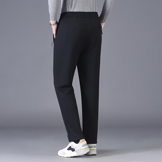 He Mian Sheng Wool Cotton Pants Men's Outerwear Velvet Thickened Middle-aged and Old Dad Winter High Waist Knee Pads Loose Straight Warm Cotton Pants Black Velvet Thickened Knee Pads Wool Cotton Pants XL 2 feet 4-2 feet 5 Recommended 110-130 Jin Jin equals 0.5 kg