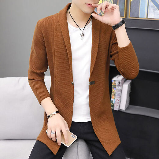 Wanpai Mo spring and autumn mid-length sweater men's cardigan jacket slim sweater top autumn sweater trendy men's clothing K20 black 3XL 145-160Jin [Jin equals 0.5 kg] wear