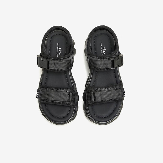 
TATA casual thick sole sandals women's shoes soft sole beach sandals summer WL701BL4 black 38