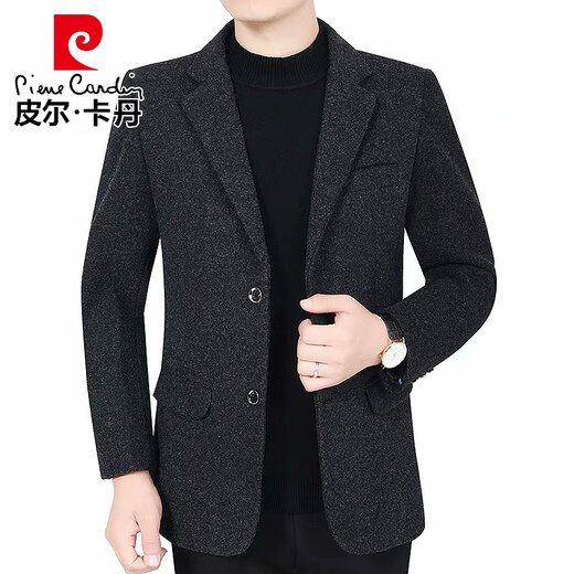 Pierre Cardin middle-aged men's suit thick non-iron casual slim casual single suit solid color woolen suit jacket autumn and winter burgundy L 175/76 recommended 110-125Jin Jin equals 0.5 kg