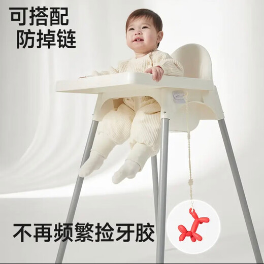 IKV (IKV) small mushroom baby teether for 3 months old, anti-eating hand and oral chewing gum for 0-6 months, 4 months + balloon dog teether - red, free storage box