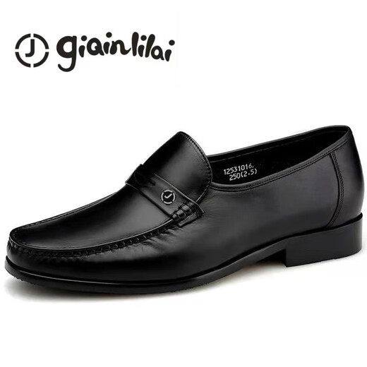 Counter men's toe-layer cowhide business casual shoes men's shoes soft sole soft surface breathable formal shoes office shoes cowhide shoes black first model 40 European size one size larger