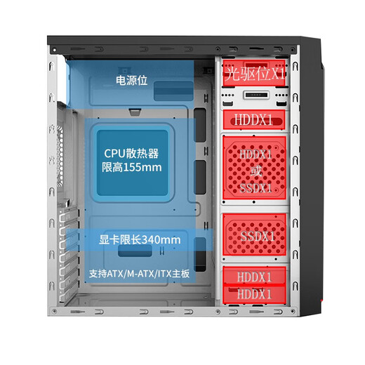 Big Buffalo (BUBALUS) 1008 business case + powerful 300 desktop computer electromechanical set (with optical drive position/with 300W power supply/support ATX motherboard/support backline/home office)