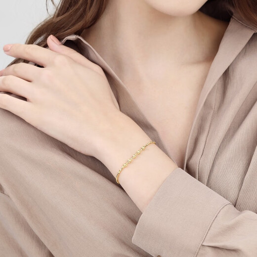 Zhou Shengshengyong Bracelet Gold Bracelet Gin Gold Fleur Fleur Rounds Ronde Perles et perles de danse Bracelet en or 93853B Prix 18 cm - 3,75 grammes (y compris le coût de la main-d'œuvre 360 ​​yuans)