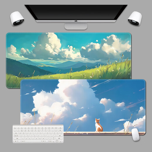 Ruqinlian Landscape Painting Series Mouse Painting Extra Large Oil Painting Men's and Girls' Dormitory Table Workstation Office Computer Desk Pad Keyboard Raised Appearance Thickened Lock Edge Customized Anti-slip and Wear-resistant 12593 Leisure Time Long 800mmX Width 400mmX Thickness 3mm