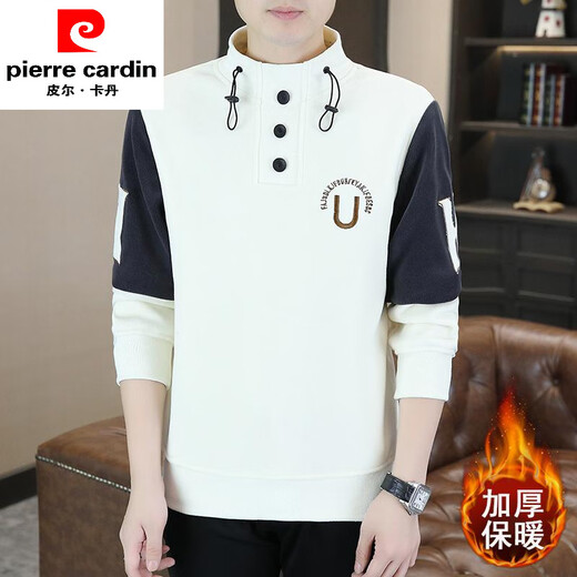 Pier Cardin Men's Half Coldurtleneck Integrated Velvet Sweatshirt Men's Men's épaissis chaud Contrast 2024 AUTOMNE ET WILIN