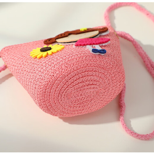 Shengxi'an bolsas para niños de verano para mujeres lindas bolsas de cuerpo cruzado bolsas de paja marinas bolsas tejidas nuevas solas flower niña paja tejida de paja niña de flores [concha rosa de agua]