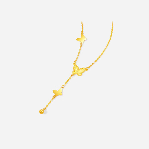 Saturday Blessing Yellow 18K gold necklace female butterfly chain pendant colored gold clavicle chain for wife and girlfriend holiday gift 40+5cm tail chain