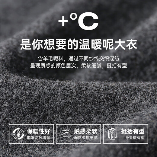 
Seven Wolf Woolen Coat Men's Coat New Winter Stand Collar Clean Color Woolen Medium-Length Commuting Casual Men's Clothing 702 (Dark Apricot) 2XL 180/96A
