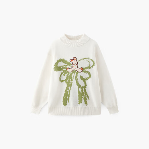 Maqidun (MQD) Girls 'Sweater 2024 Herbst und Winter Neuer Halbschildkrötenpullover mittel- und großer Kinderpullover Bogen