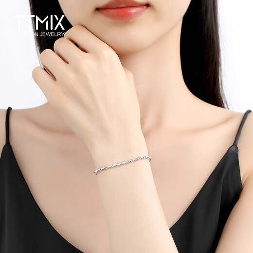 TTMIX shiny bouncy beads women's platinum bracelet pt950 platinum bracelet for girlfriend 5.5-5.7g 16+3cm thick 2.5mm