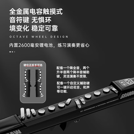 圣锐SR6000电吹管新款中老年人初学乐器电萨克斯葫芦丝吹管 黑色 标配