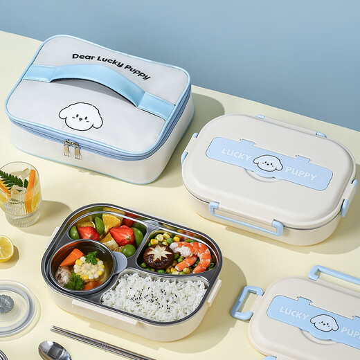 Le Yingfan primary school lunch box for grade 1-3 304 stainless steel insulated lunch box for primary school students special children's dinner plate panda + tableware + bag five compartments + soup bowl + meal 1ml