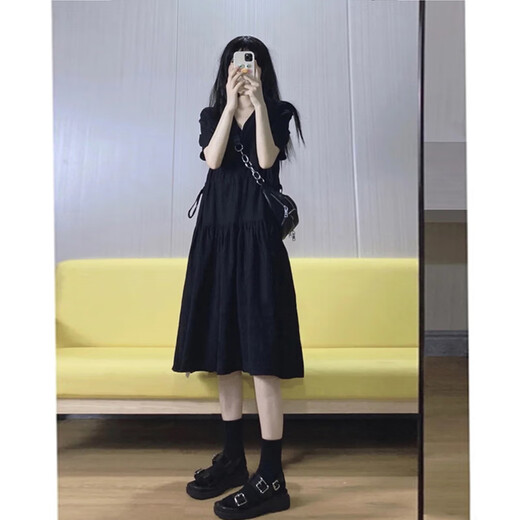 婧麒孕妇装连衣裙赫本风小黑裙法式气质韩版夏装孕妇裙子夏季孕妇装 黑色-短袖夏款Jly65868 XXL
