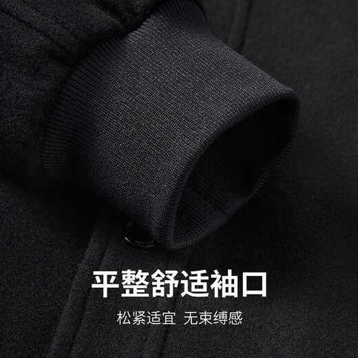 Tanzen mit dem Wolf [52% Wolle] Modebaseball Uniform Wollmantel Herrenjacke 001 schwarz 185