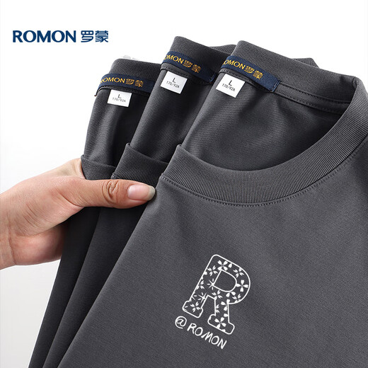 Romon Padre Day Gift Camiseta de manga corta Manura Summer Summer Seda de seda delgada Camisa de base transpirable Men 698 Gray 2xl