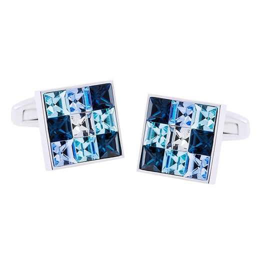 KFLK men's luxury crystal cufflinks, high-end shirt sleeves, business gifts, cuff buttons, custom engraving gift box, blue