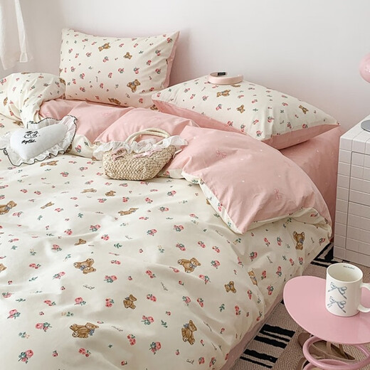 Youke Life, Simple Hand-painted Four-Piece Set, Colorful Ink Splash, 1.8m Fittings Style Four-Piece Set (Quilt Cover 200*230cm)