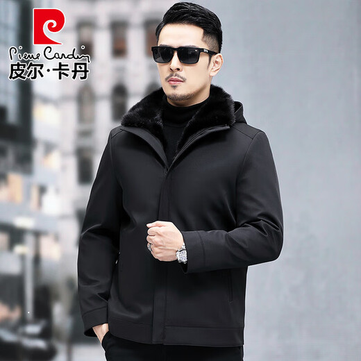 
Pierre cardin (pierre cardin) Parkfor men's short mink liner mink coat for winter new genuine leather jacket thickened fur coat Black mink liner L 48