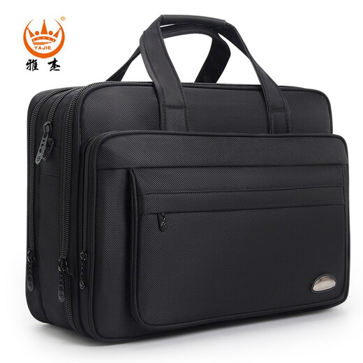 Yajie Business Briefcase Men's Canvas Laptop Bag Large Capacity Oxford Document Business Office Work Crossbody Travel Black Extra Large 19 Inch Length 49* Height 36* Thickness 20cm