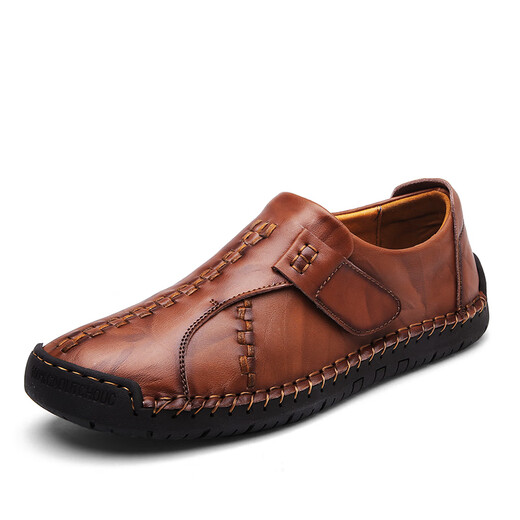 Western Region Kamelgröße Marke 2023 Herren Lederschuhe Herren Herbst Neue echte Lederbohnenschuhe Großgröße 9912 Gelbbraun 40