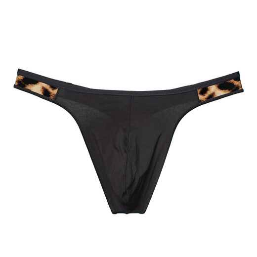 3 packs of pure cotton comfortable and breathable European and American men's thongs sexy tight sports fitness seamless hip lifting t-pants leopard print + rose + jungle M