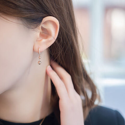 DL 1998 Fat Donglai same style 18k rose gold earrings made by love for women au750 color gold earrings temperament gold beads inlaid 18K rose gold pair