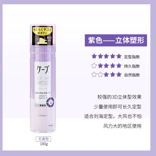 Kao (KAO) Japanese cape styling spray hairspray unscented men and women iron bangs hair dry glue travel size fluffy portable pack 50g green (level 2 strength)