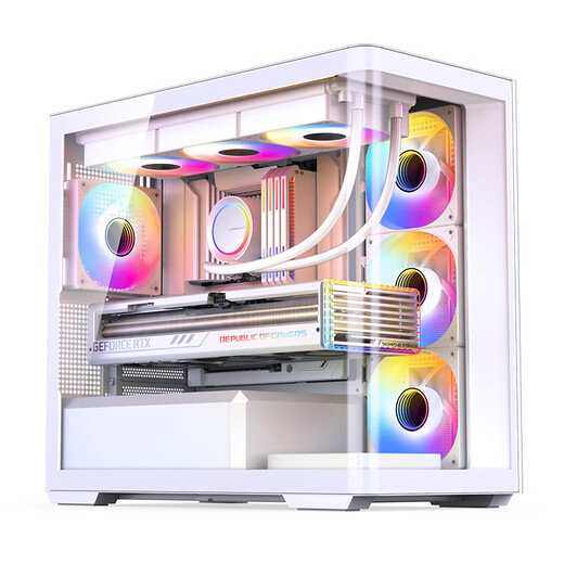 JONSBO D300 white MATX chassis (column-less curved sea view room/360 radiator/ATX power supply/10 fan positions/Type-c Gen2 10Gbps+)
