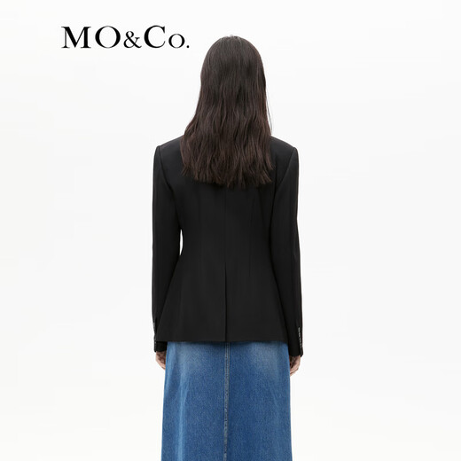 MO&Co. Suit Power Jacket Retro Waist Casual Suit Professional Suit Suit Women Black XS 155