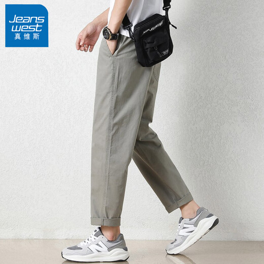 真维斯（Jeanswest）冰丝休闲裤男夏季薄款宽松2024新款阔腿直筒男裤潮流百搭男士裤子 9904卡其灰+卡其灰 3XL