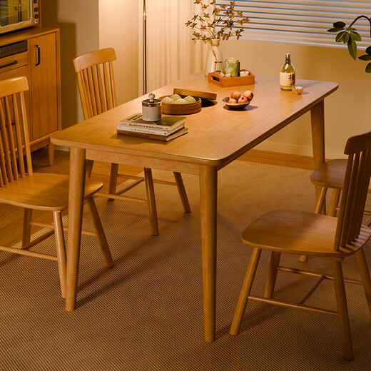 Jiayi solid wood dining table and chairs, a complete set of home dining tables for 4-6 people, small apartment, one table and four chairs combination