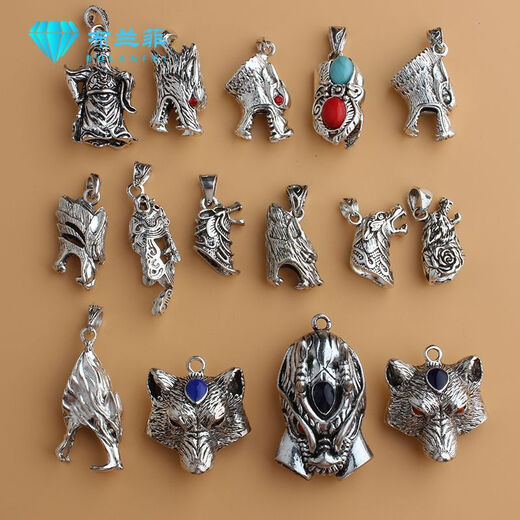 Xinheming silver-wrapped wolf tooth pendant, domineering, handmade, real dog tooth, personalized as a birthday gift for boyfriend, wolf tooth pendant, commanding the heroes + flame braces + glue + two lanyards