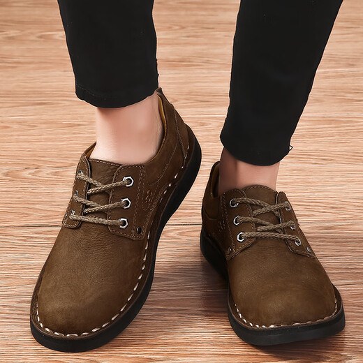 Camel active (camel active) first layer cowhide autumn and winter outdoor casual shoes men's large leather shoes genuine leather men's work shoes business dad shoes dark brown (lace up) first layer cowhide 8806 40 standard leather shoe size