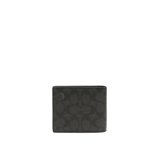 Coach Wallet Herren Short Wallet Card Clip Keychain Geschenkbox Schwarz und Grau CW344QBMI5