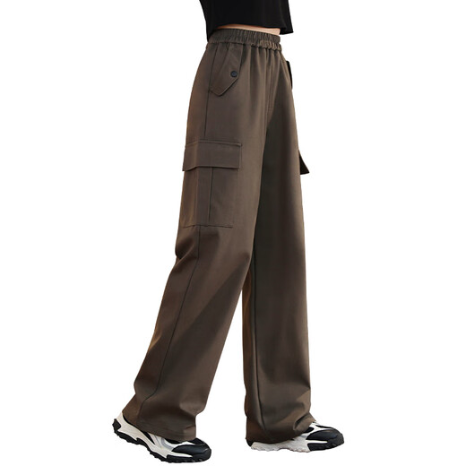 Yoyo One (Yoyo One) Pantalon de travail des filles printemps 2025 NOUVEAU PANTAL PANTAL ET AUTOMNE EN AUTOMNE POUR LES GILLES BIG CHILTS PLANTS PLANT VELVET POUR L'HIVER à la mode 15052 Brown Color [Plus Plus Velvet Style] 160cm
