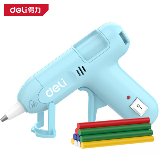 Deli hot melt glue gun kindergarten small glue gun children's handmade household high-viscosity strong glue stick hot melt pure blue +10 colorful glue sticks