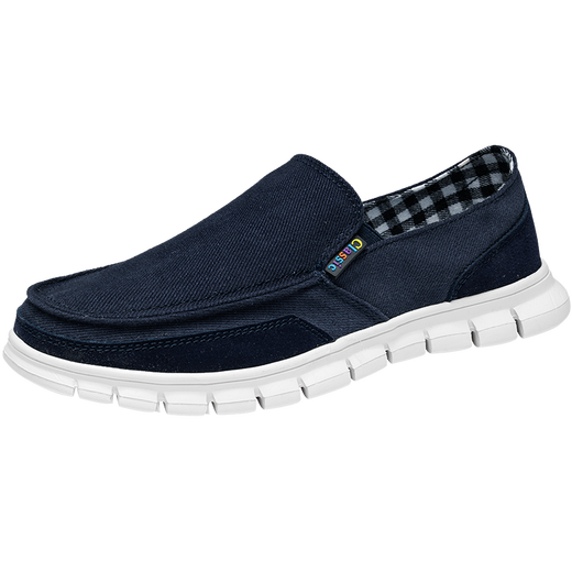 Mulinsen Herrenschuhe für den Herbst atmungsaktiven ein Fuß faulen Schuhen Freizeitschuhe Alte Peking-Stoffschuhe Herren-Leinwandschuhe Dunkelblau 40