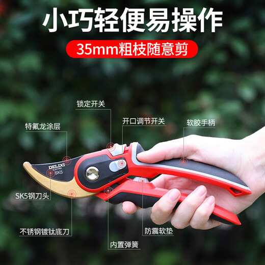 Delixi fruit tree branch pruning scissors branch gardening flower garden flower shears powerful labor-saving scissors professional branch shears two-speed adjustable three-color handle