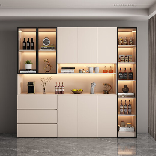 
OPPEIN solid wood side cabinet high cabinet modern simple wall integrated dining storage cabinet living room wine cabinet entrance cabinet can be customized style 12240*40*220 solid wood ecological board
