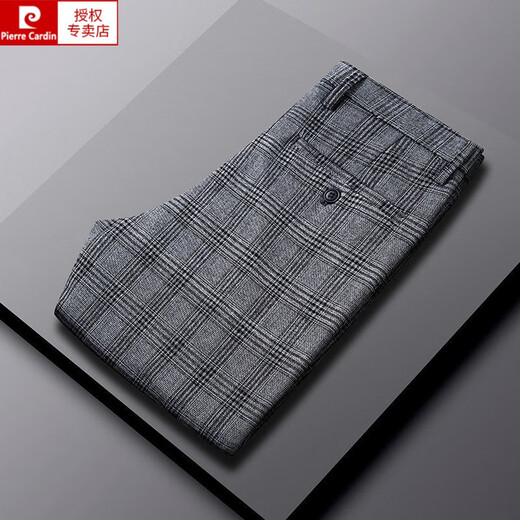 Pier Cardin Houndstooth Summer delgado Pantalones casuales de hombres rectos