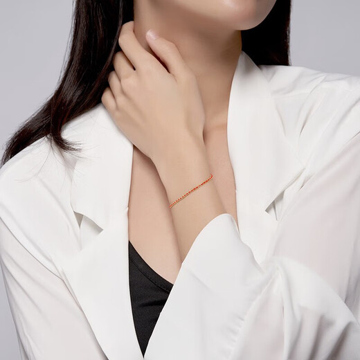 Chao Acer 18K gold bracelet with gold and red bracelet for women, small love rope SCK30003301, about 15cm with tail chain, birthday