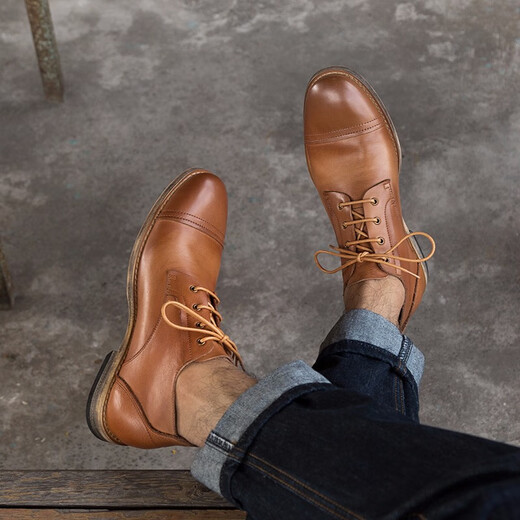 Kawazukiyou Style britannique Martin Boots Men's Summer Breatch et confortable Couper en cuir moyen Couche Cow Hide