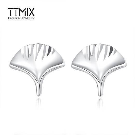 TTMIX women's platinum earrings pt950 personalized small platinum earrings with ginkgo leaf design 1.3-1.5g