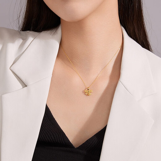 Liuguifu Jewelry 18k gold pendant female gold fairy bow clavicle necklace new year birthday gift for girls about 0.95g + brand gift box